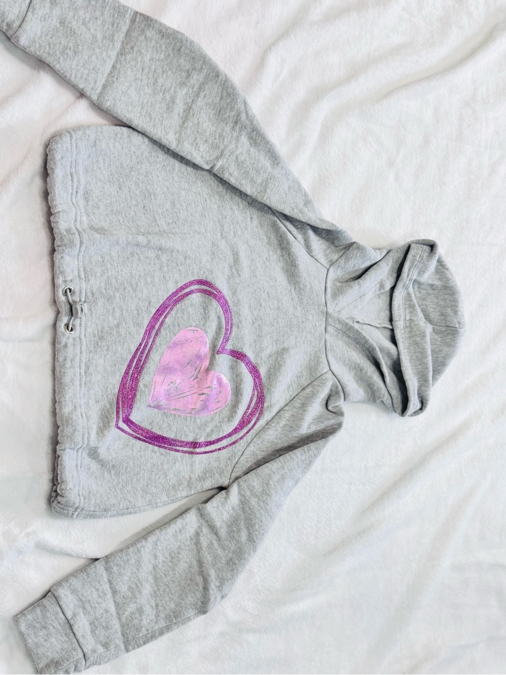 Athletic Works Gray Hoodie with Pink and Purple Heart Graphic